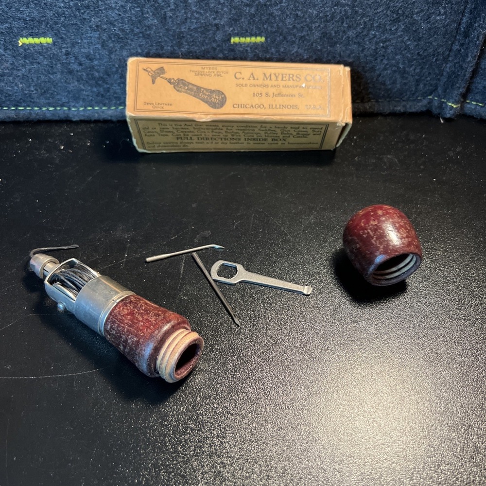 Vintage CA Myers Co Sewing Awl Leather Canvas Original Box - Picture 3 of 7